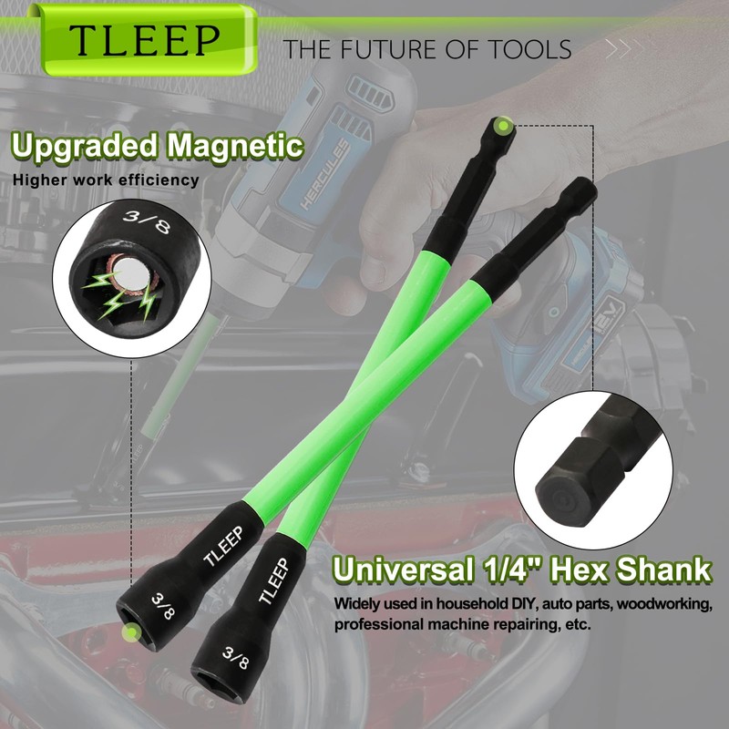 TLEEP 150MM 3/8" Magnetic Power Nut Driver Set for Impact