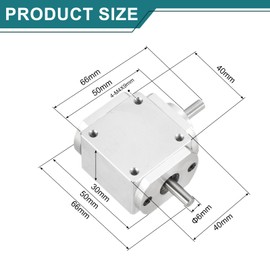 sourcing map Gear Box 90 Degree Right Angle Bevel Gearbox 1:1 Left Single Output Shaft 1 Module 20 Teeth Bevel Gear Aluminum Frame Simple Mechanical DIY Module 6mm Shaft,66x66x30mm(LxWxH)