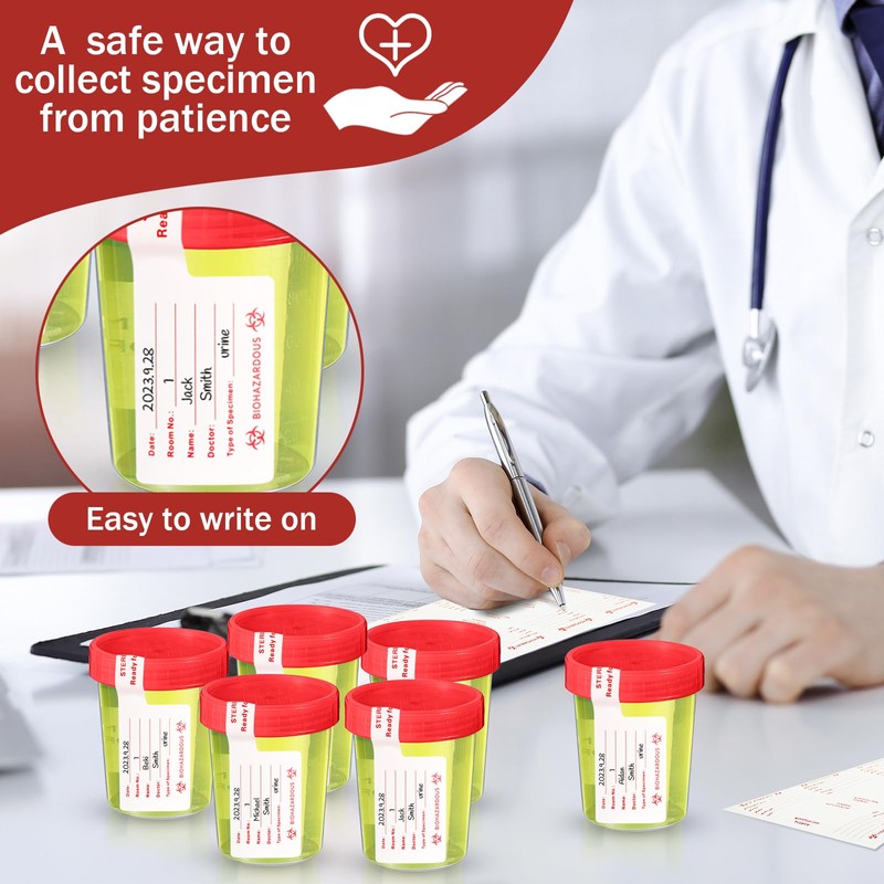 Geiserailie 200 Pcs Urine Specimen Cups with Lids and Evident