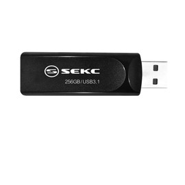 SEKC SKD67256G USB Drive, 256 GB, High Speed, Supports USB 3.1 (Type-A Gen 1), Maximum Read Speed 130MB/s (Sliding, Black)