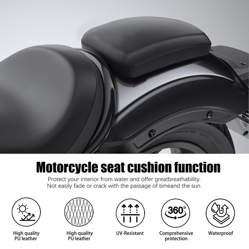 JMTBNO Black Universal Motorcycle Pillion Passenger Pad Seat Leather Pillion