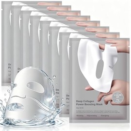 8PCS Mascarillas Faciales, Mascarilla Bio Colágeno, Reafirma e hidrata la piel, reduce los poros, Mascarilla Nocturna de Colágeno Profundo para...    