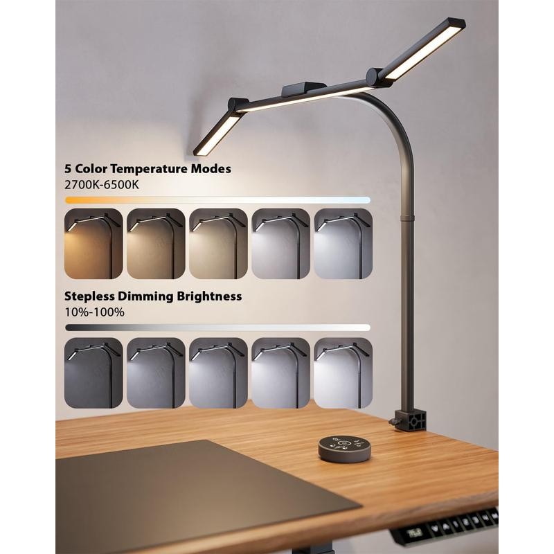 Genswin Led Desk Lamp Wireless w/Remote, 24W Double Head Architect