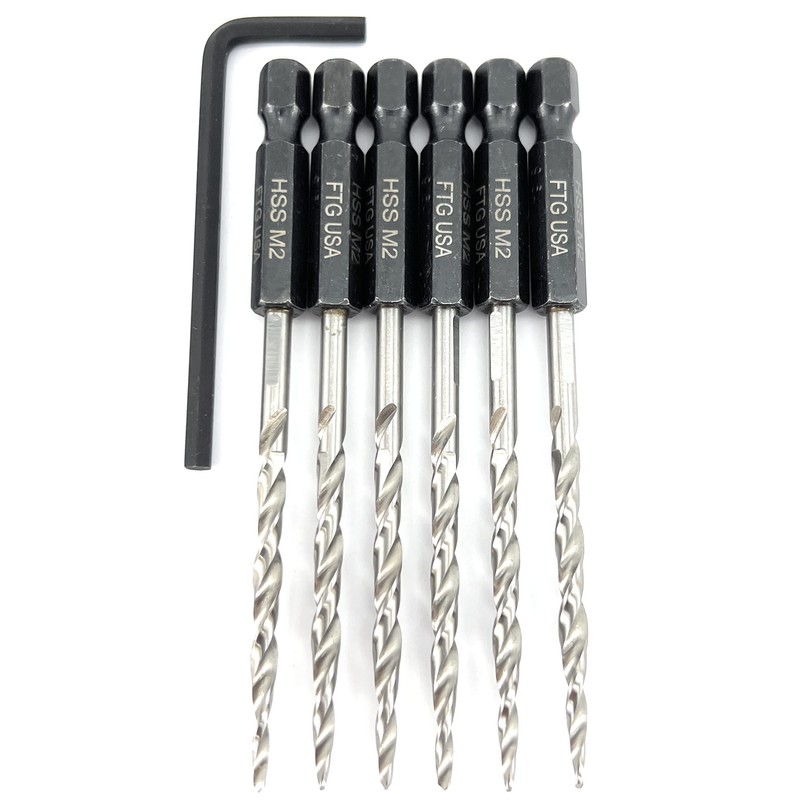 FTG USA 6 Pc #6 (9/64") Tapered Countersink Drill Bit