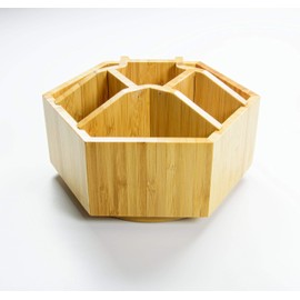 Bamboo Desk Organiser - Rotating Organiser - Rotating Organiser Bamboo - Cosmetic Organiser - Office & Craft Supplies Organiser Wood - Makeup Organiser - Multi-Purpose Desk