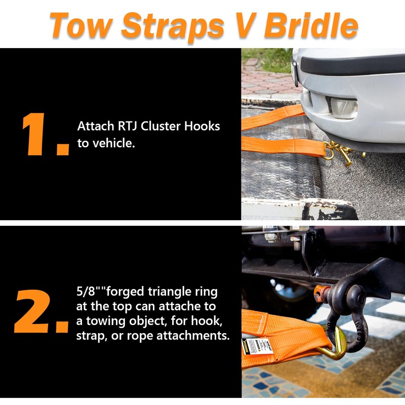 SENKEYFE Tow Straps V Bridle, 3" x 24" Recovery V-Strap