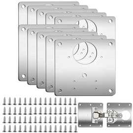 10 Pcs Stainless Steel Hinge Repair Plate, Cabinet Hinge Repair Plate with Hole Bracket, Kitchen Door Hinge Repair Plate with Custom Screws for Kitchen Furniture Wardrobe (10)