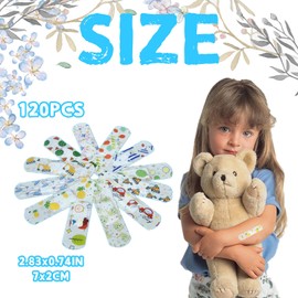 CHEUNGHAO 120-Pack Bandages - Waterproof and Breathable, Hypoallergenic, Latex-Free - Various Cute Cartoon Designs, Breathable Bandages Protect Against Scrapes and Cuts.