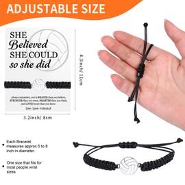 AKPMJ 12 Sets Volleyball Bracelets Gifts Adjustable Woven Bracelets with Inspirational Cards Volleyball Gift for Sports Team Women Players Party Favors bulk