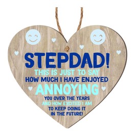 Pixie's Gifts Stepdad Wooden Heart Plaque - Sentimental Gift for Stepfather - Modern Rustic Décor - Father's Day, Birthday - Gift Idea for Christmas (This is just to say)
