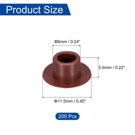 uxcell 200Pcs Screw Hole Plugs, 6mm(1/4") Dia Plastic Round Button Plugs Snap in Locking Hole Covers Flush Type Caps for Furniture Cabinet, Red Brown