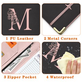 YeeCASE Server Book, Alphabet Waitress Book for Waitress, Leather Waitess Book with Zipper Pocket, Server Manual Checkbook Fits Server Apron (M)