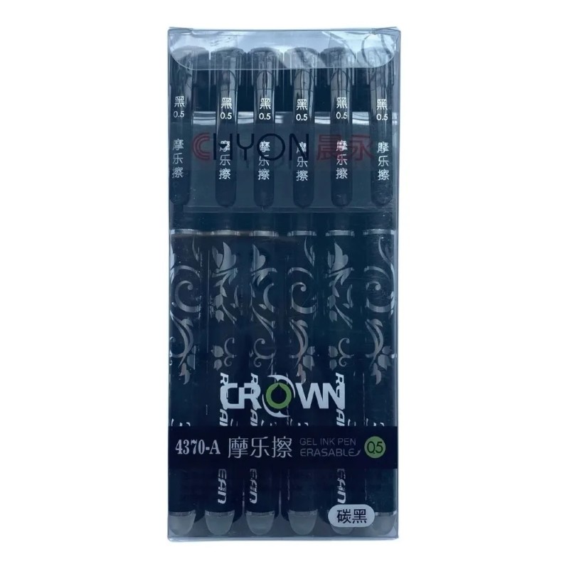 Set 12 Plumas Borrables Crown 4370-A Boligrafo Lapicero Color Negro