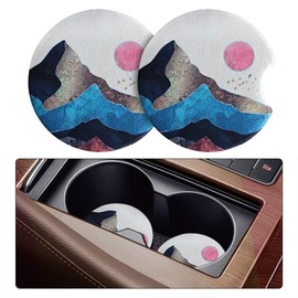 Moly Magnolia 2 Pack Car Coasters for Drinks Absorbent - 2.75 Inch Cute Car Cup Holder Coasters for Women, Removable Cup Holder Coaster for Women Girls, Car Interior Accessories (Style C)