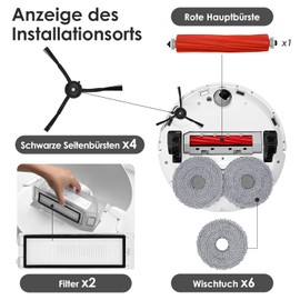 oGoDeal Zubeh?rset f??r Roborock Q Revo Saugroboter, 4*Staubbeutel 1*Main Rollb??rste 4*Seitenb??rsten 2*Filter 6*Mopp Wischt??cher, Ersatzteile Saugroboter Ersatzteile Saugroboter Zubeh?r