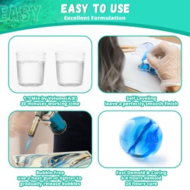 KHKD RESIN Crystal Clear Epoxy Resin Kit, 16OZ Epoxy Kit - High-Gloss & Bubbles Free, Self-Leveling Art Resina, Food Safe Resin for DIY Art,Wood, Jewelry, Coating, Casting Bar Top, River Tables