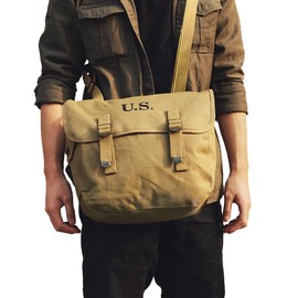 SMONT WW2 US M1936 Canvas Messenger Bag, 12" Vintage Tactical Musette Satchel Bags Military Crossbody Haversack