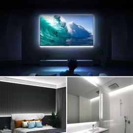 ZSLAIFU A 5V USB LED Light Strip, COB LED Strip Lights, White 5V LED Lights, Small LED Strip Light, TV Lights for TV Under Cabinet Kitchen Living Room Shelving or Displays (White, 6.56ft)