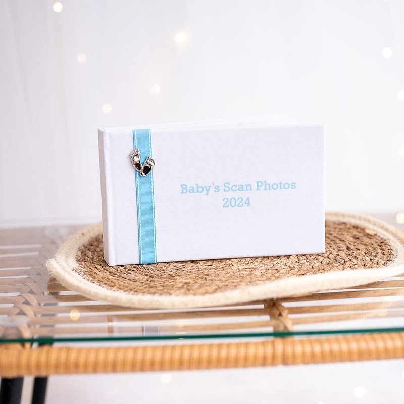 Baby's Scan Photos 2024 - Photo Album with Stitched Blue