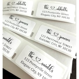 Atelier Elegance Custom Address Labels, Any Last Name, Any Address, Heart