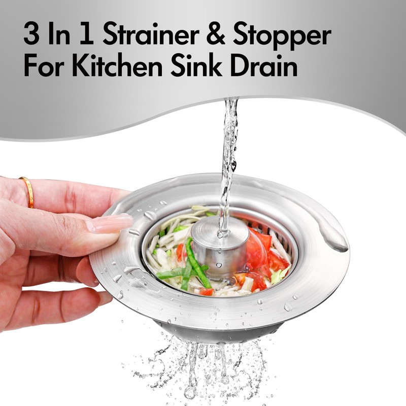 3 in 1 Kitchen Sink Drain Strainer & Sink Stopper,