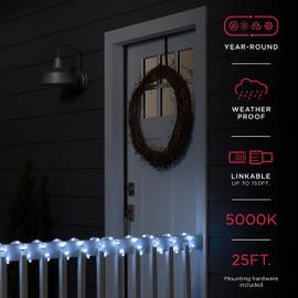 UltraPro LED Rope Lights, 25ft Classic Clear Rope, Cool White Light 5000K, Indoor/Outdoor, Flexible, Linkable, Durable, Rope Lights Outdoor, 54843