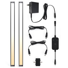 BLESSINGLUX 2pack 20inch Dimmable LED Under Cabinet Light Kit, 2700K to 6000K Smart LED Under Counter Lighting Fixture, Compatible with Alexa, Google Assistant, for Kitchen, Pantry, Shelf (Black)