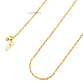 Oliver & Navy 14k Yellow Gold Plated Over 925 Sterling Adjustable Loose Rope Chain 2mm