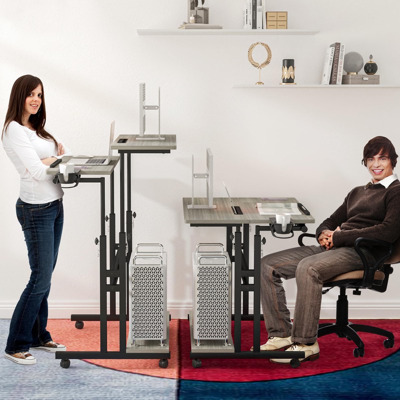 Panta Mobile Standing Desk, Adjustable Rolling Computer Desk with 3