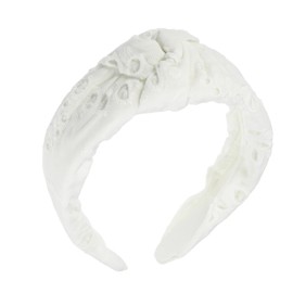 VOCOSTE Floral Pattern Knotted Headband, Classic Casual Style Headband for Women Girl, White, 4.92"x1.97"