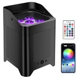 OPPSK Battery Powered Stage Lighting - 108W 6IN1 RGBWAUV HEX LED Battery Powered Par Light 9600mAh Rechargeable Remote APP DMX Control Uplighting for Event Church Stage Wedding DJ Disco Dance Party