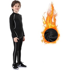 Muzikin Youth Kids'Thermal Underwear Set, Fleece-Lined Compression Shirt & Leggings, Kids Base Layer for Cold Weather Comfort, Moisture-Wicking Base Layer for Sport, Breathable Warm Thermals (M)