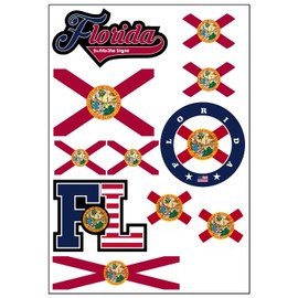 Daged Florida USA Sticker Map Sticker Sheet – Travel Sticker Car Motorcycle Biker Flag Decoration AK