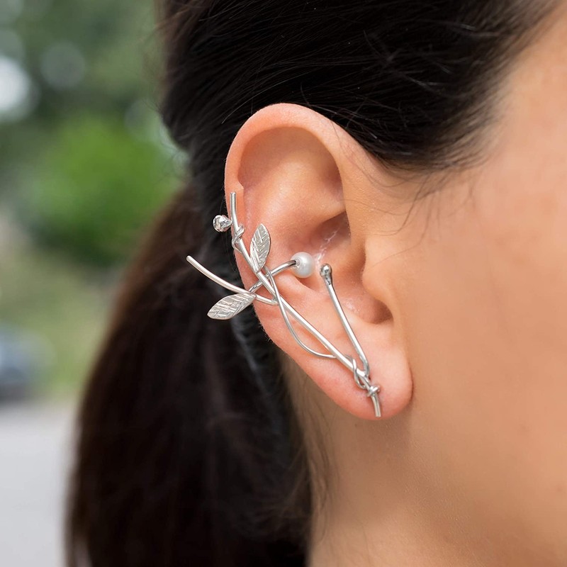Links Gold Sterling Silver Elf Ear Cuff, Statement Earring, Wedding