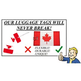 Luggage Tags, Canadian Flag, Embroidered, 2 Pack