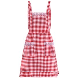 Fahibin Fashionable apron with pockets, cotton apron, floral pattern kitchen apron, women's apron, kitchen baking aprons for cooking, baking, barbecue, gift idea, 78 cm x 70 cm