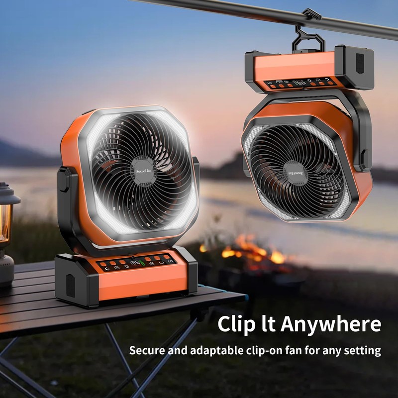 Socool Camping Fan with Light - 20000mAh Rechargeable Battery Fan,