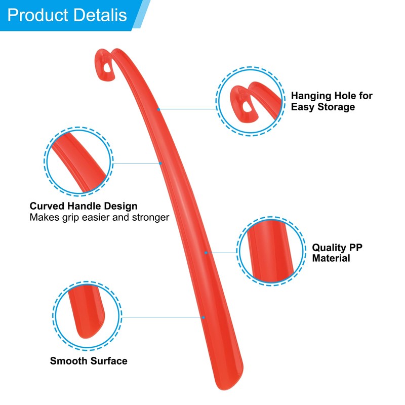 PATIKIL 17inch Shoe Horn, 2Pcs Plastic Curved Handle Shoe Helper,