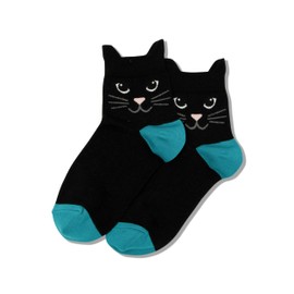 Hot Sox womens Cat Lovers Novelty Fashion Crew Casual Sock, Cat Ears (Black), 6 12 US