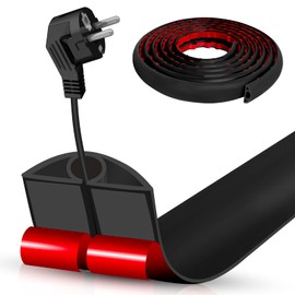 Floor Cord Cover Self Adhesive Cord Hider Floor 10FT Floor Cable Management Power Cord Protector Floor Electric Cord Covers for Offices, Gym, Exhibitions, Cable Cavity:0.3"(W) x 0.28"(H) Black