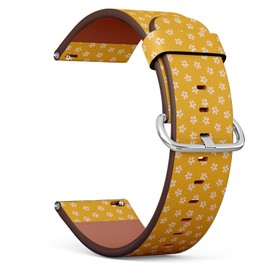 Compatible with Ticwatch GTH 2 / Pro 3 / Pro 2020 / Pro S/GTX, 22mm Replacement Leather Watch Band (Mustard Floral Ditsy Blender) Smartwatch Strap Bracelet