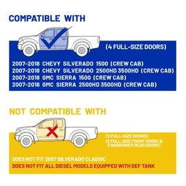 6.5" Running Boards for 2007-2018 Chevy Silverado/GMC Sierra 1500, 2007-2019 2500HD 3500HD Crew Cab (4 Full-Size Doors) - Side Steps Bars for Truck