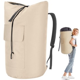 Laundry Bag Dirty Laundry XXL 115 Litres Laundry Bag Travel with 2 Padded Shoulder Straps Laundry Bag Foldable Storage Bag Clothes Bag Duffel Bag Backpack (Beige)