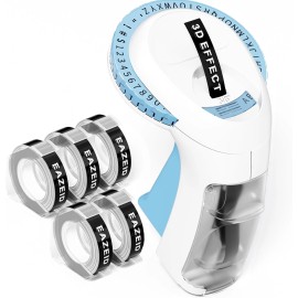 Phomemo 3D Embossing Label Maker with 5 Black Label Tapes 3/8" for Dymo Omega Xpress