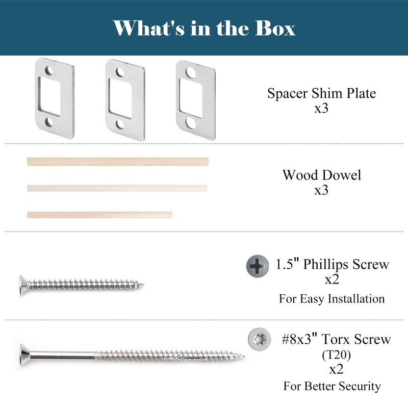 MOSECYOU Door Strike Shim Plates, Standard Size Spacer, Stainless Steel,