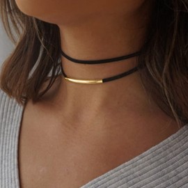Shegirl Black Collar Necklace Velvet Choker Necklaces Fashion Punk Jewelry for Women (Gold)
