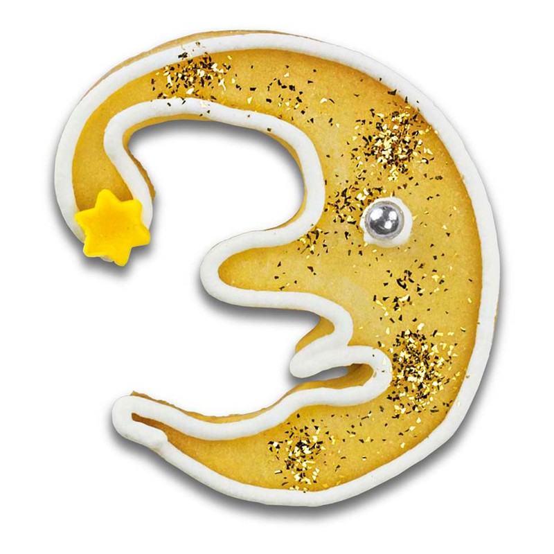 Staedter Moon Cookie Cutter, 5 cm with face, Tinplate, Silver
