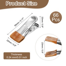 uxcell 66 Pack Stainless Steel Clothes Pins, 2.17" Laundry Chip Clips Multipurpose Heavy Duty Outdoor Clothespins with Rubber for Hanging Socks, Towels, Snacks, Photo (Gold)