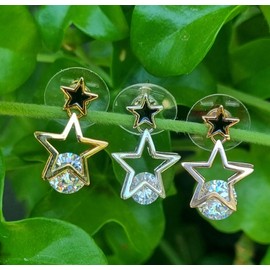 Crystalline Azuria Crystal Star Stud Earrings 18ct White Yellow or Rose Gold Plated for Women and Girls, Cubic Zirconia, Crystal