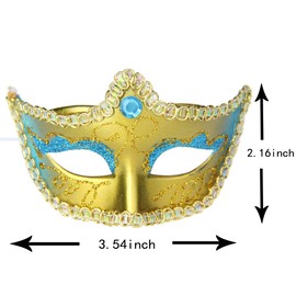 12pcs Masquerade Masks Party Decoration Small Masks Mardi Gras Party Favor (Set E-Blue)